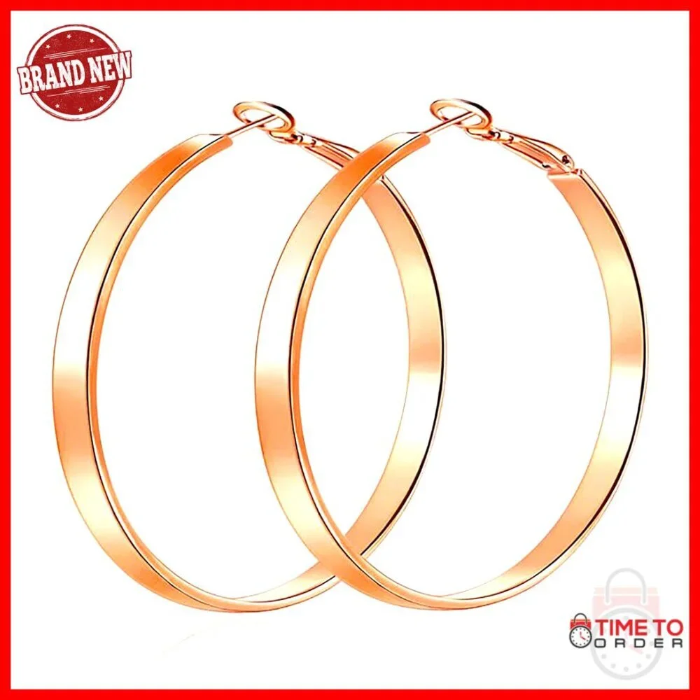 Lightweight Hoop Earrings 40mm-60mm Rose Gold Plated Hypoallergenic
